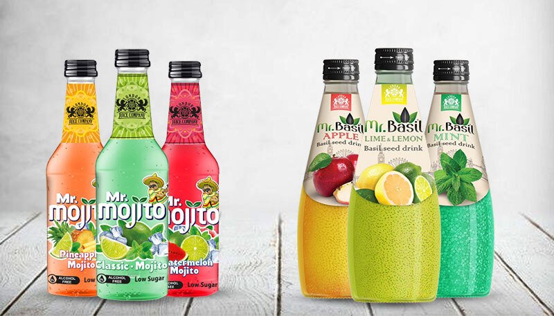 Low sugar mojito and basil seed drinks in pineapple, watermelon, mint, and lemon flavors – Mr. Mojito & Mr. Basil.