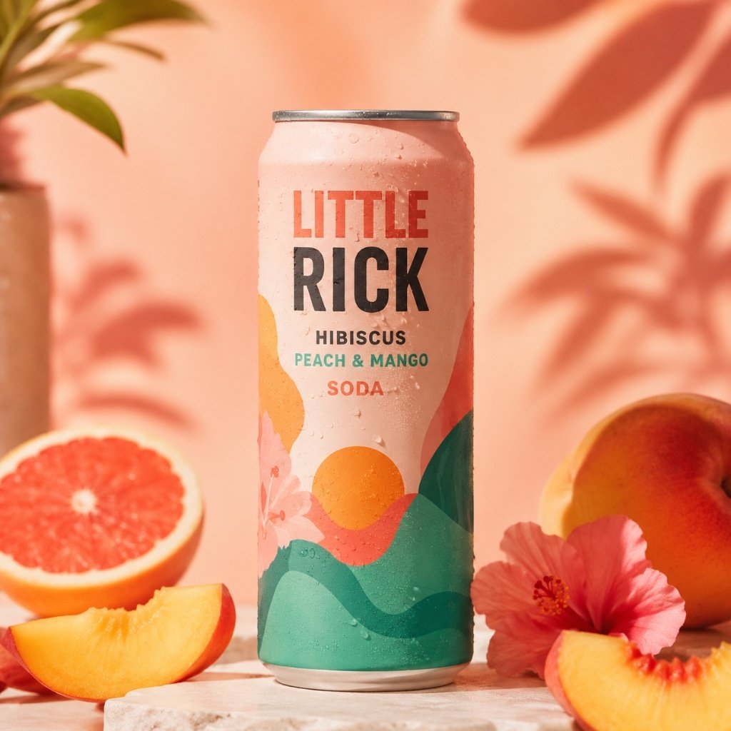 Little Rick Hibiscus Peach and Mango CBD Soda