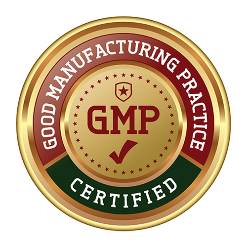 GMP (Good Manufacturing Practice) Certified stamp showcasing adherence to top manufacturing practices.