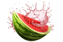a watermelon with a splash of water