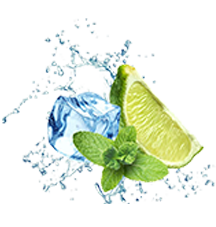 a lime and mint leaves splashing water