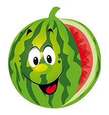 a cartoon watermelon with a face