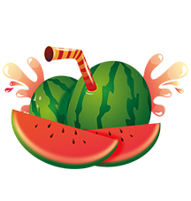 a watermelon with a straw and slices of watermelon