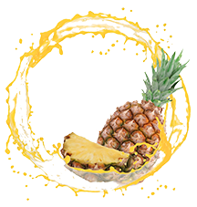 A pineapple with a cut in half